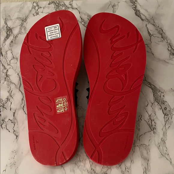 Christian Louboutin Size 7 Studded Red and Black Women's Flip Flops New no Tags - Picture 5 of 5